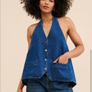 Lioness Open Back Denim Top